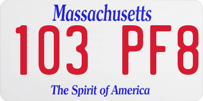 MA license plate 103PF8