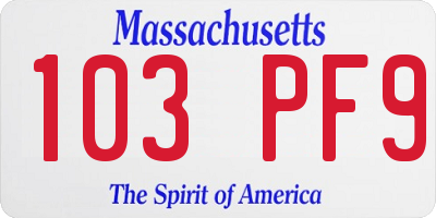 MA license plate 103PF9