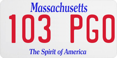 MA license plate 103PG0