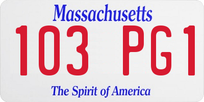 MA license plate 103PG1