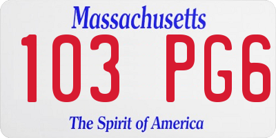MA license plate 103PG6