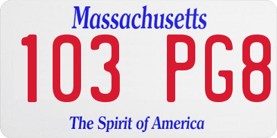 MA license plate 103PG8