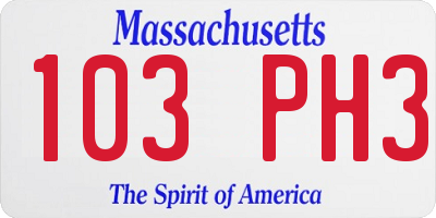 MA license plate 103PH3