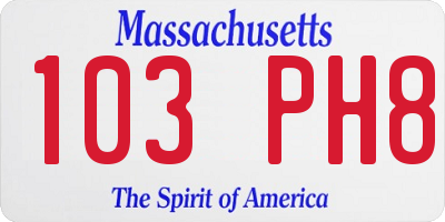 MA license plate 103PH8