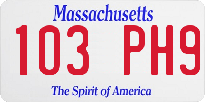 MA license plate 103PH9