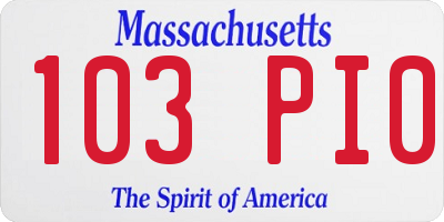 MA license plate 103PI0