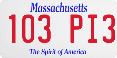 MA license plate 103PI3
