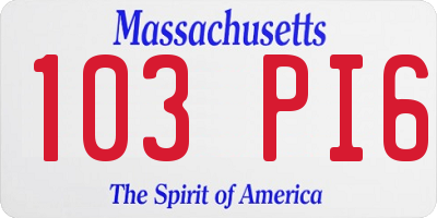 MA license plate 103PI6