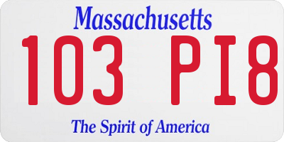 MA license plate 103PI8