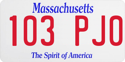 MA license plate 103PJ0