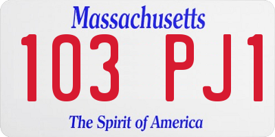 MA license plate 103PJ1