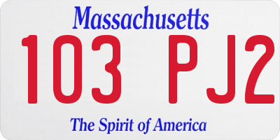 MA license plate 103PJ2