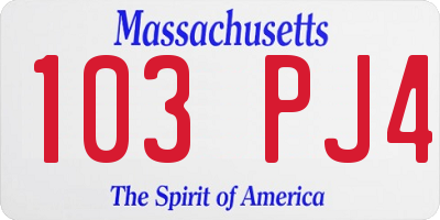 MA license plate 103PJ4