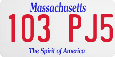 MA license plate 103PJ5