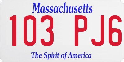 MA license plate 103PJ6