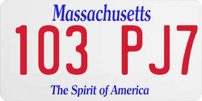MA license plate 103PJ7