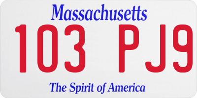 MA license plate 103PJ9