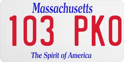 MA license plate 103PK0