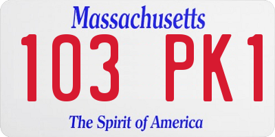 MA license plate 103PK1