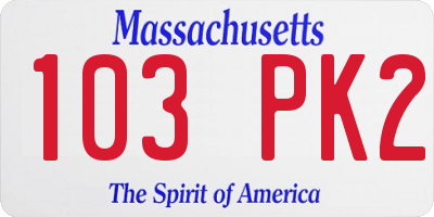 MA license plate 103PK2