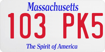 MA license plate 103PK5