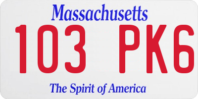 MA license plate 103PK6