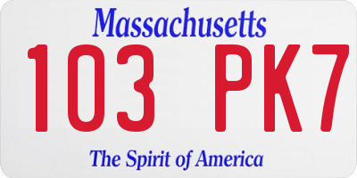 MA license plate 103PK7