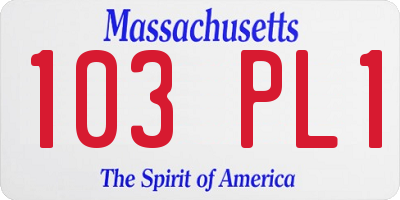 MA license plate 103PL1