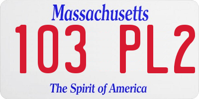 MA license plate 103PL2