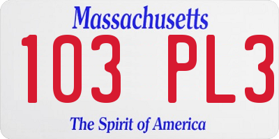 MA license plate 103PL3