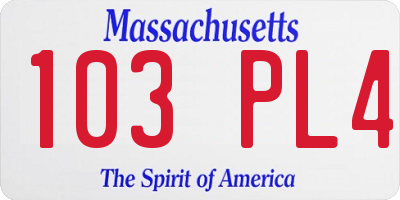 MA license plate 103PL4