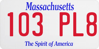 MA license plate 103PL8
