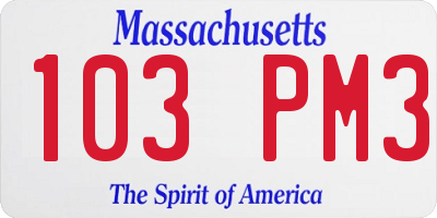 MA license plate 103PM3