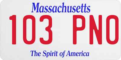MA license plate 103PN0