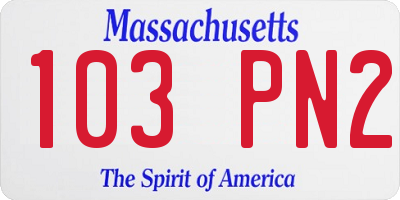 MA license plate 103PN2