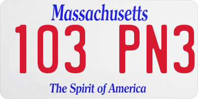 MA license plate 103PN3