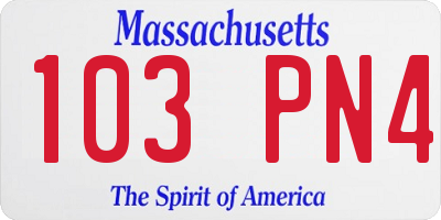 MA license plate 103PN4
