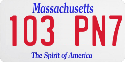 MA license plate 103PN7