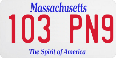 MA license plate 103PN9