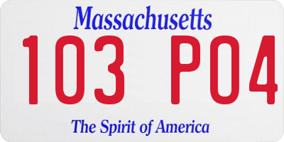 MA license plate 103PO4