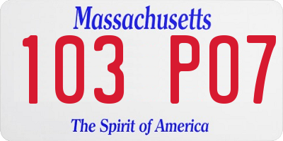 MA license plate 103PO7