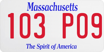 MA license plate 103PO9