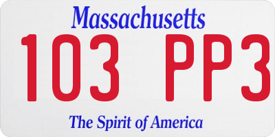 MA license plate 103PP3
