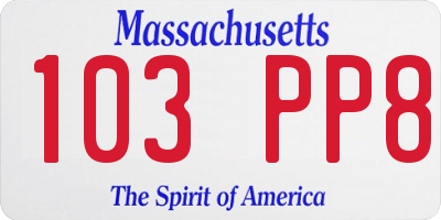 MA license plate 103PP8