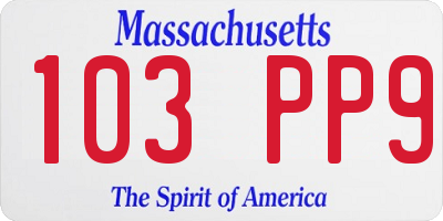 MA license plate 103PP9