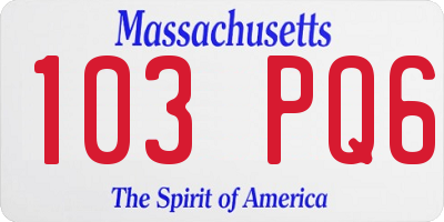 MA license plate 103PQ6