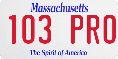 MA license plate 103PR0
