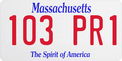 MA license plate 103PR1
