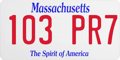 MA license plate 103PR7