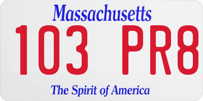 MA license plate 103PR8
